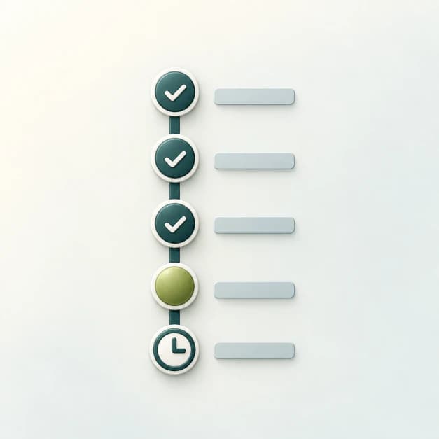 Connected timeline states representing activity history
