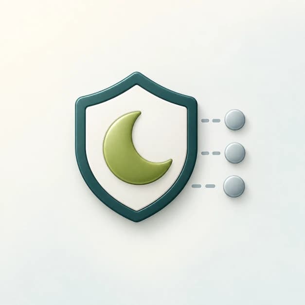 Crescent moon inside a shield representing automatic do not disturb