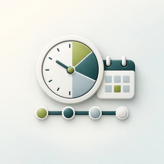 Segmented clock representing calendar-based time tracking