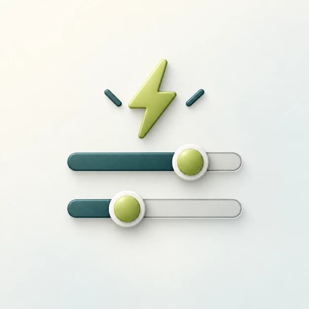 Adjustable sliders and lightning bolt representing manual overrides