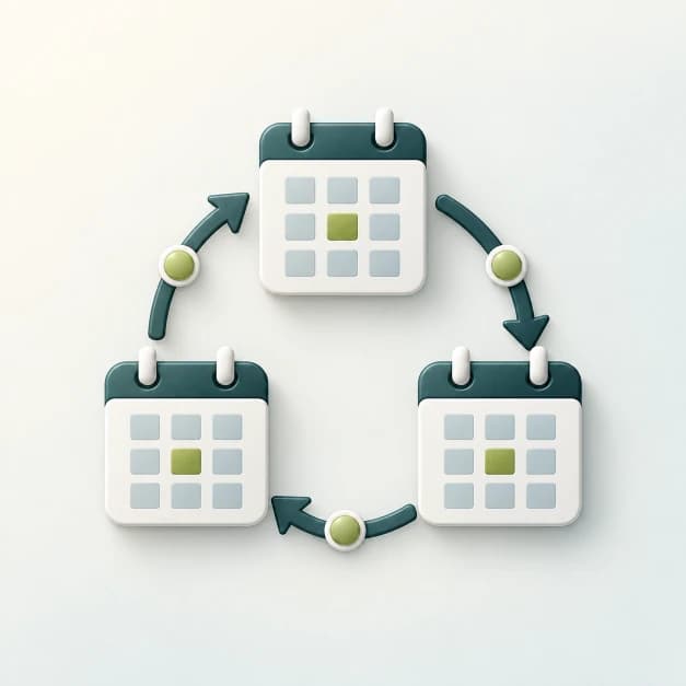 Calendar blocks connected by repeat arrows representing recurring calendar habits