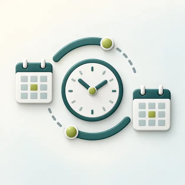 Clock spanning separated work periods representing flexible schedules