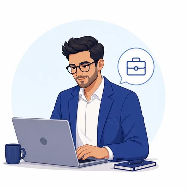 Consultant working from a laptop